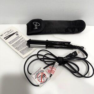 ION Straight n' Spiral Styling 1" Mini Flat Iron Titanium Tourmaline Case Gloves